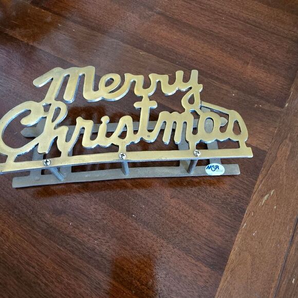 Vintage Brass  Merry Christmas Letter Mail Napkin Hokder Retro Christmas Decor - Picture 6 of 11